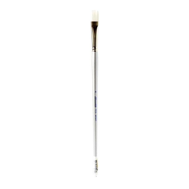 SILVER BRUSH LIMITED 1502LH-8 Silver Brush Silverwhite Series Long-Handle Paint Brush, Size 8, Bright Bristle, Synthetic, Silver/White