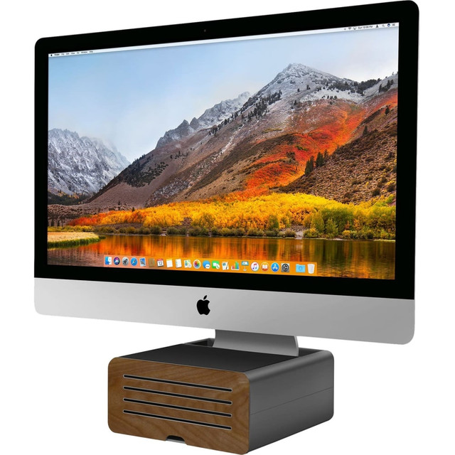 TWELVE SOUTH LLC 12-1719 Twelve South HiRise Pro for iMac - Up to 27in Screen Support - 11.5in Height x 11.3in Width - Desktop - Aluminum, Leather, Walnut - Gunmetal