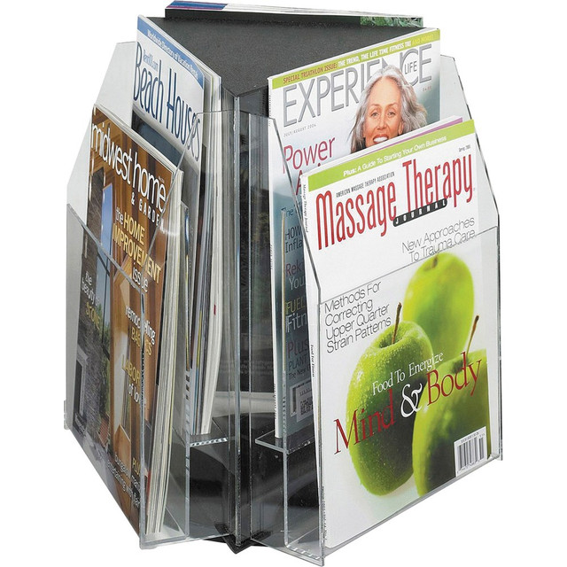 SAFCO PRODUCTS CO Safco 5698CL 6-Pocket Magazine and Pamphlet Rotating Tabletop Display, Triangular, 12 3/4inH x 15inW
