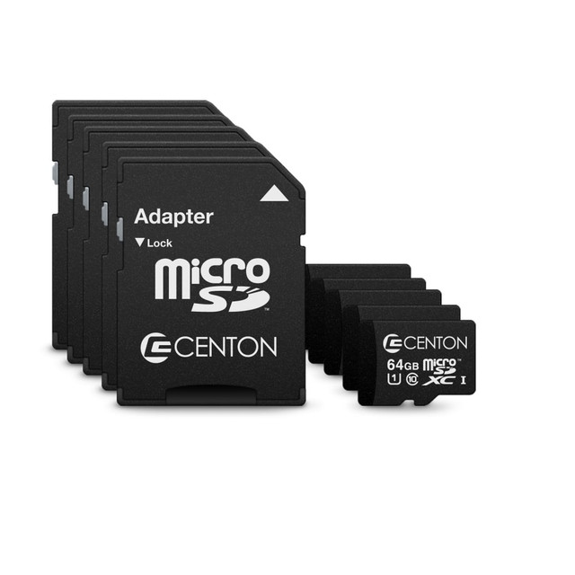CENTON ELECTRONICS, INC. S1-MSDXU1-64G-5-B Centon microSD Memory Cards, 64GB, Pack Of 5 Memory Cards, S1-MSDXU1-64G-5-B CENTON ELECTRONICS, INC. S1-MSDXU1-64G-5-B Centon microSD Memory Cards, 64GB, Pack Of 5 Memory Cards, S1-MSDXU1-64G-5-B