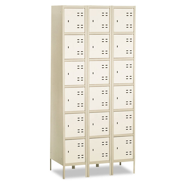 SAFCO PRODUCTS 5527TN Three-Column Box Locker, 36w x 18d x 78h, Two-Tone Tan