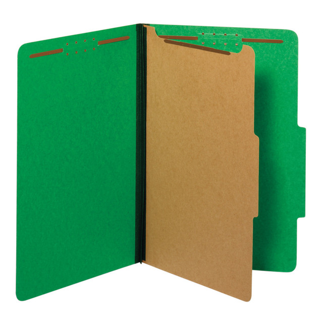 GLOBE WEIS 28733P Pendaflex Pressboard Classification Folders With Fasteners, 1 3/4in Expansion, Legal Size, Dark Green, Box Of 10 Folders