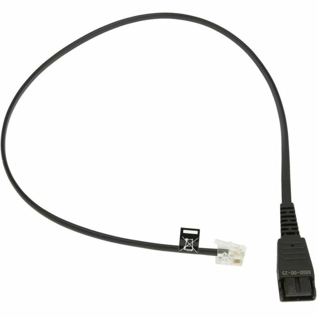 GN AUDIO USA INC. 8800-00-25 Jabra Headset Adapter Cable - Audio Cable for Headset - First End: Quick Disconnect - Second End: RJ-11 Phone - Male GN AUDIO USA INC. 8800-00-25 Jabra Headset Adapter Cable - Audio Cable for Headset - First End: Quick Disconnect - Second End: RJ-11 Phone - Male