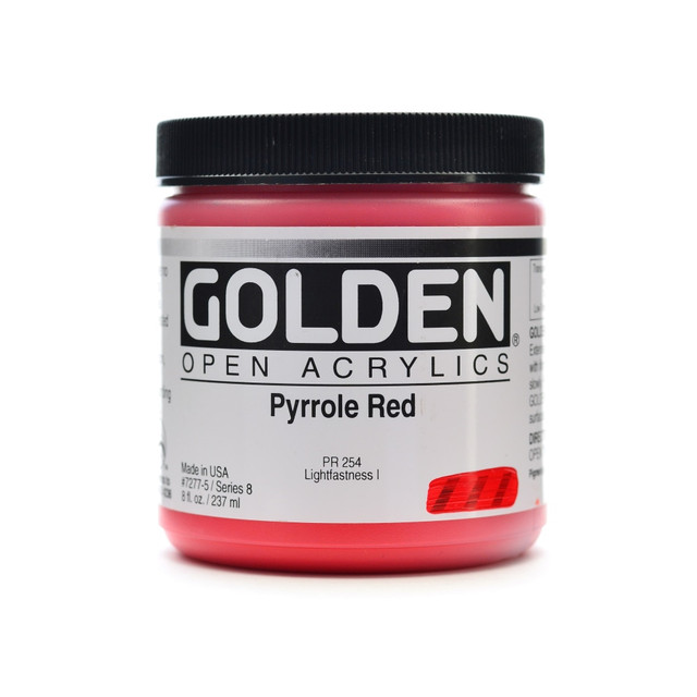 GOLDEN ARTIST COLORS, INC. 7277-5 Golden OPEN Acrylic Paint, 8 Oz Jar, Pyrrole Red