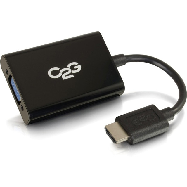 LASTAR INC. 41351 C2G HDMI to VGA Adapter Converter Dongle with Stereo Audio M/F - Black - HDMI/VGA/Mini-phone for Audio/Video Device, Monitor, Notebook - 8in - 1 x HDMI Male Digital Audio/Video - 1 x HD-15 Female VGA, 1 x Mini-phone Female Stereo Au LASTAR INC. 41351 C2G HDMI to VGA Adapter Converter Dongle with Stereo Audio M/F - Black - HDMI/VGA/Mini-phone for Audio/Video Device, Monitor, Notebook - 8in - 1 x HDMI Male Digital Audio/Video - 1 x HD-15 Female VGA, 1 x Mini-phone Female Stereo Au