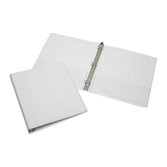 NATIONAL INDUSTRIES FOR THE BLIND SKILCRAFT 7510-01-203-4708  Clear Overlay 3-Ring Binder, 1in Round Rings, White (AbilityOne 7510-01-203-4708)