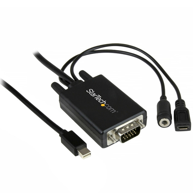 STARTECH.COM StarTech MDP2VGAAMM2M .com 6ft 2m Mini DisplayPort To VGA Adapter Cable With Audio, Mini DP To VGA Converter, Black
