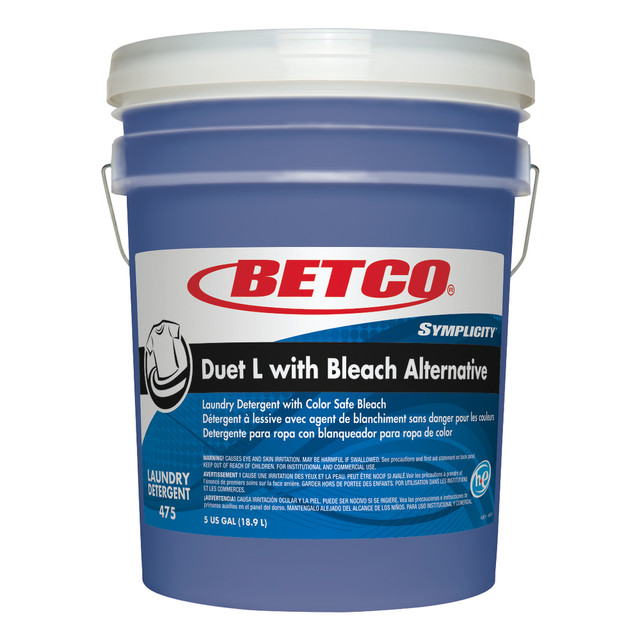 BETCO CORPORATION Betco 4750500  Symplicity Duet L Detergent With Bleach Alternative, 5 Gallon Container