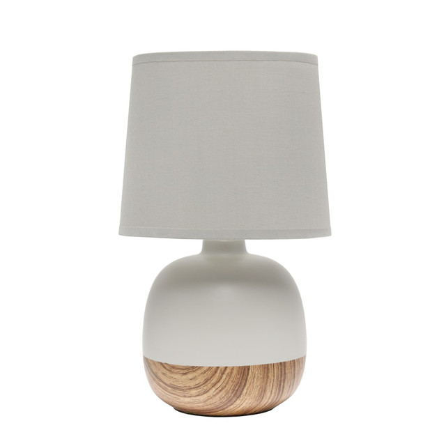 ALL THE RAGES INC LT2078-LWG Simple Designs Petite Mid-Century Table Lamp, 12inH, Gray Shade/Light Wood/Light Gray Base