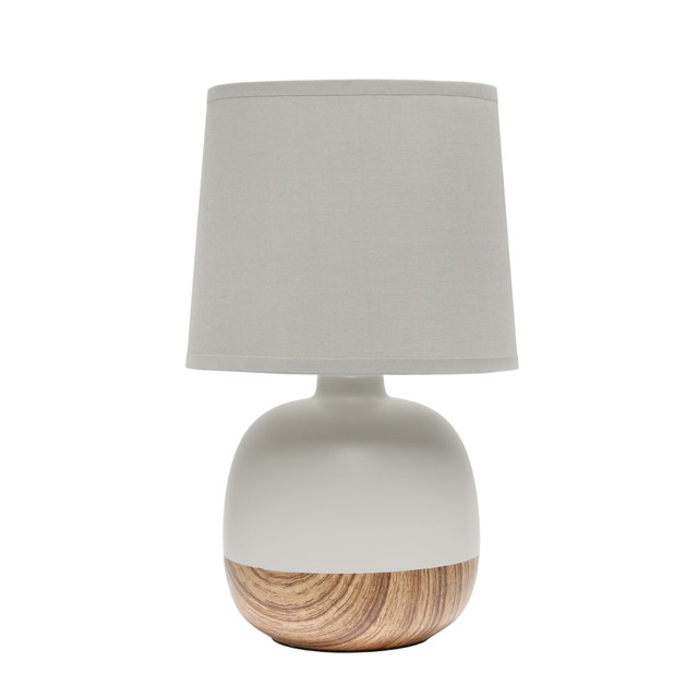 ALL THE RAGES INC Simple Designs LT2078-LWG  Petite Mid-Century Table Lamp, 12inH, Gray Shade/Light Wood/Light Gray Base