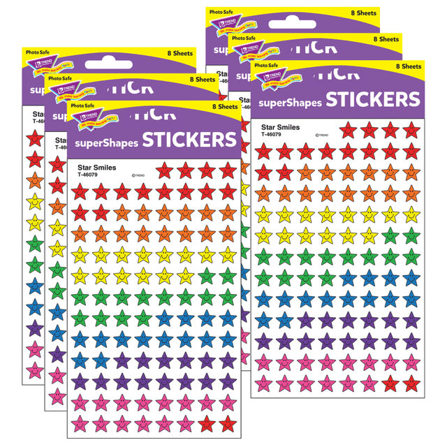 EDUCATORS RESOURCE Trend T-46079-6  superShapes Stickers, Star Smiles, 800 Stickers Per Pack, Set Of 6 Packs