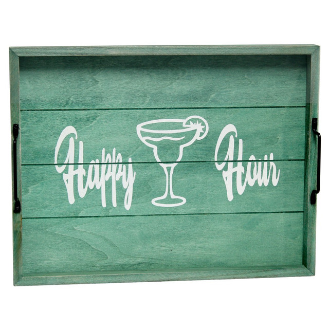 ALL THE RAGES INC Elegant Designs HG2000-AHH  Decorative Serving Tray, 2-1/4inH x 12inW x 15-1/2inD, Aqua Wash Happy Hour