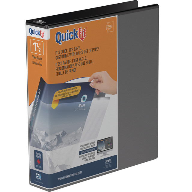 DAVIS GROUP OF COMPANIES CORP 8702-01 QuickFit View 3-Ring Binder, 1 1/2in Angle D-Rings, Black