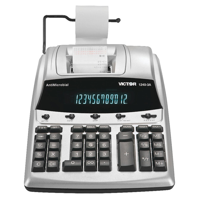 VICTOR TECHNOLOGY 1240-3A Victor 1240-3A 12-Digit Heavy-Duty Commercial Printing Calculator With Antimicrobial Protection