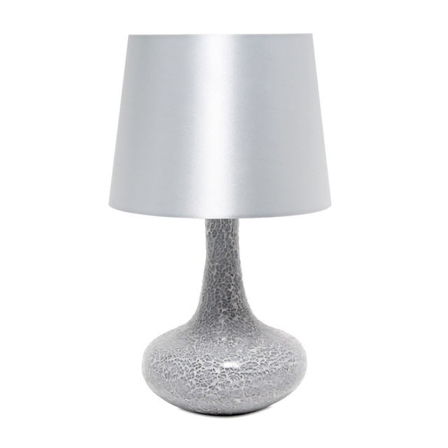 ALL THE RAGES INC LT3039-GRY Simple Designs Mosaic Tiled Glass Genie Table Lamp, 14-1/4inH, Gray Shade