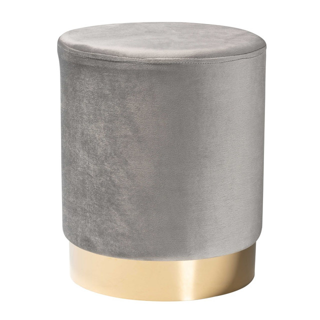 WHOLESALE INTERIORS, INC. 2721-12205 Baxton Studio Chaela Ottoman, Gray/Gold
