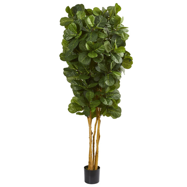 NEARLY NATURAL INC. Nearly Natural 5488  7ftH Artificial Fiddle Leaf Fig Tree With Pot, Green/Black