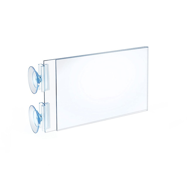 AZAR INTERNATIONAL INC 106682 Azar Displays 2-Sided Acrylic Horizontal/Vertical Suction Cup Sign Holders, 5inH x 7-3/4inW x 1-3/4inD, Clear, Pack Of 10 Sign Holders