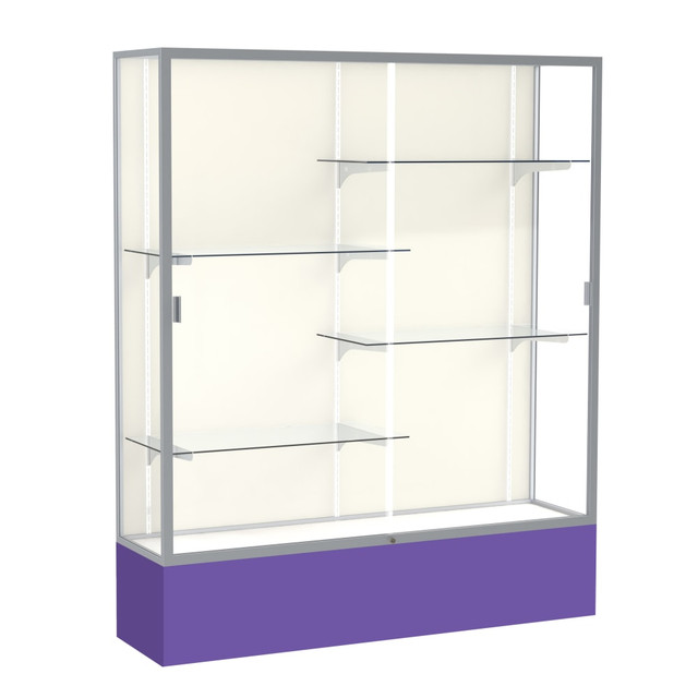 GHENT MANUFACTURING INC. 375PB-SN-PE Waddell Spirit 4-Shelf Floor Display Case, 72inH x 60inW x 16inD, Purple Base/Satin Finish