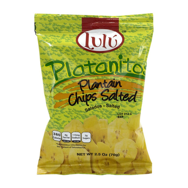 BARBERI INTERNATIONAL INC. Lulu 168  Platanitos Salted Plantain Chips, 2.5 Oz, Pack Of 24 Bags