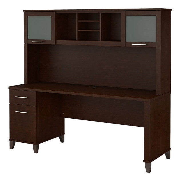 BUSH INDUSTRIES INC. SET018MR Bush Furniture Somerset Office Desk With Hutch, 72inW, Mocha Cherry, Standard Delivery BUSH INDUSTRIES INC. SET018MR Bush Furniture Somerset Office Desk With Hutch, 72inW, Mocha Cherry, Standard Delivery