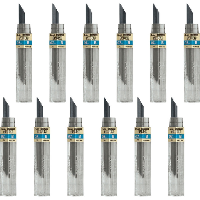 PENTEL OF AMERICA, LTD. 50BBX Pentel Super Hi-Polymer Leads - 0.7 mmMedium Point - B - Black - 144 / Box