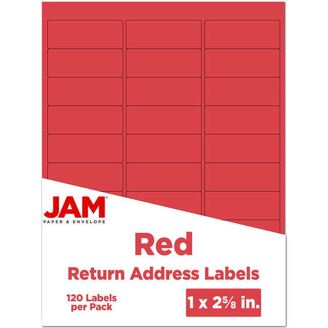 JAM PAPER AND ENVELOPE 4514939 JAM Paper Mailing Address Labels, Rectangle, 2 5/8in x 1in, Red, Pack Of 120