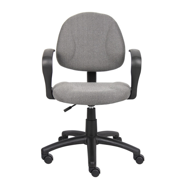 NORSTAR OFFICE PRODUCTS INC. B317-GY Boss Office Products Fabric Deluxe Posture Task Chair With Loop Arms, Gray/Black