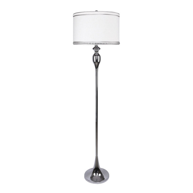 GRANDVIEW GALLERY LLC FL63-ASHLND-RBW CHRMNA LumiSource Ashland Floor Lamp, 62-1/2inH, Natural Linen/Polished Chrome