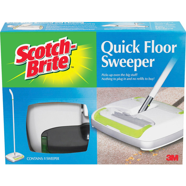 3M CO M-007-CCW Quick Floor Sweeper, Rubber Bristles, 42in Aluminum Handle, White