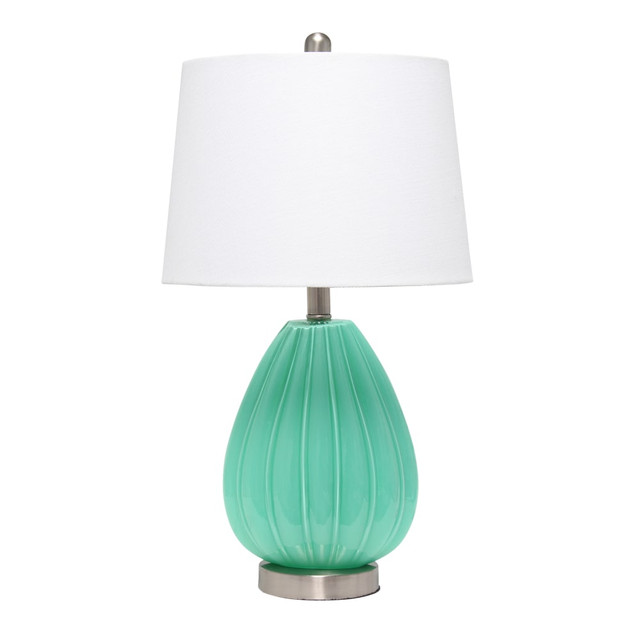 ALL THE RAGES INC Lalia Home LHT-5006-SF  Pleated Table Lamp, 23-1/4inH, White Shade/Seafoam Base