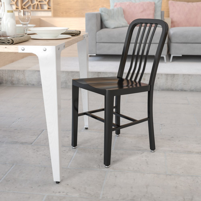 FLASH FURNITURE CH6120018BK  Commercial-Grade Metal Indoor/Outdoor Chair, Black