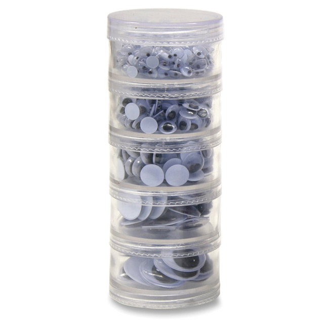 CHENILLE KRAFT CO 3407 Chenille Kraft Wiggle Eyes, Assorted, Black/White, Stackable Jar of 560