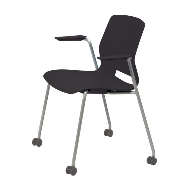 KENTUCKIANA FOAM INC KFI Studios 2701CS-SL-10  Imme Stack Chair With Arms And Caster Base, Black/Silver