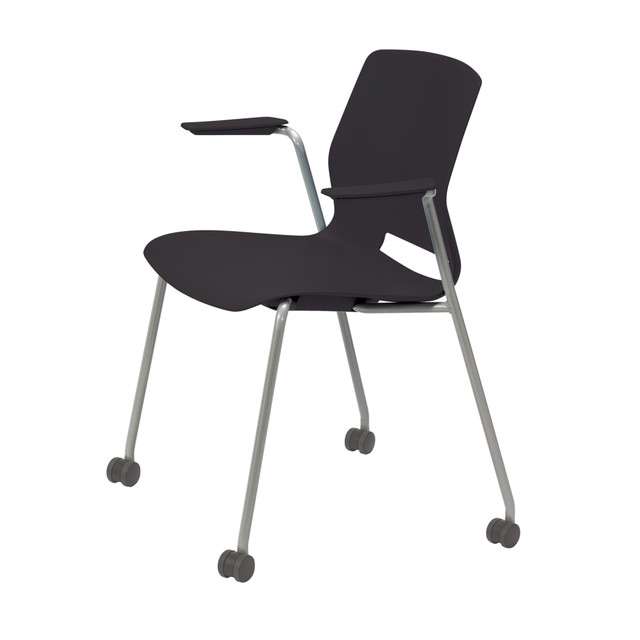 KENTUCKIANA FOAM INC 2701CS-SL-10 KFI Studios Imme Stack Chair With Arms And Caster Base, Black/Silver