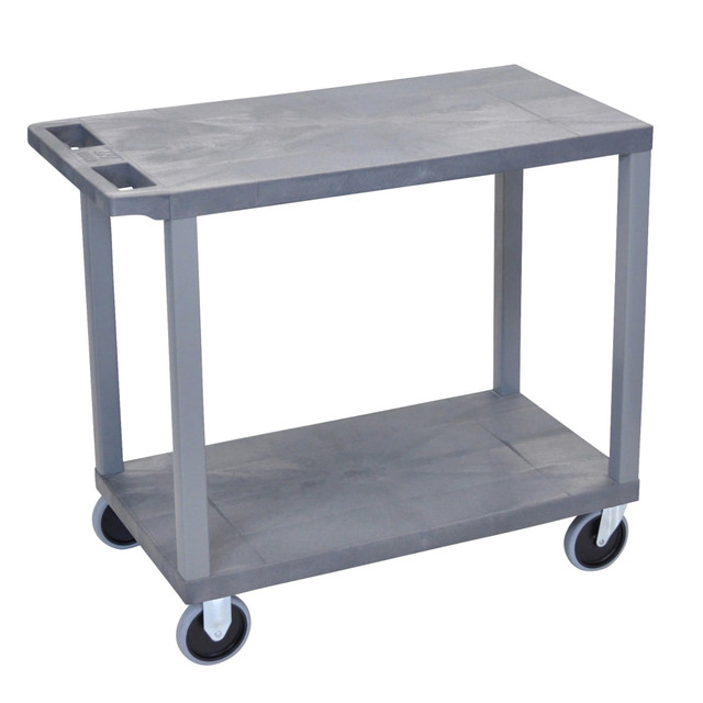 H. WILSON/ LUXOR FURNITURE EC22HD-G Luxor E-Series Plastic Cart, 2-Shelves, Heavy-Duty, 36 1/4inH x 32inW x 18inD, Gray