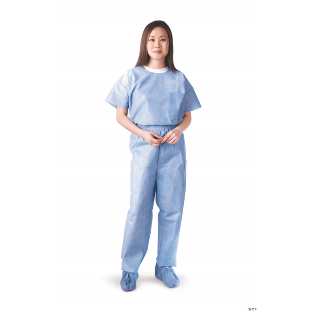 MEDLINE INDUSTRIES, INC. NON27213L Medline Disposable Elastic-Waist Scrub Pants, Large, Blue, Case Of 30
