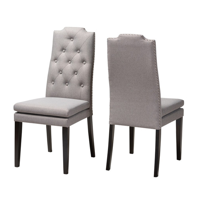 WHOLESALE INTERIORS, INC. 2721-9114 Baxton Studio Armand Chairs, Gray, Set Of 2 Chairs WHOLESALE INTERIORS, INC. 2721-9114 Baxton Studio Armand Chairs, Gray, Set Of 2 Chairs