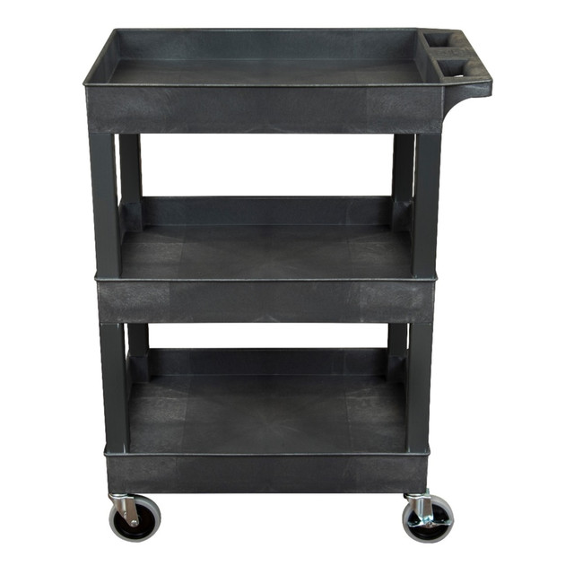 H. WILSON COMPANY SEC111-B Luxor 3-Shelf Plastic Utility Cart, 36-1/4inH x 24inW x 18inD, Black H. WILSON COMPANY SEC111-B Luxor 3-Shelf Plastic Utility Cart, 36-1/4inH x 24inW x 18inD, Black