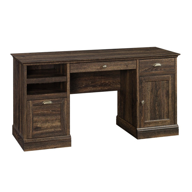 SAUDER WOODWORKING CO. Sauder 422706  Barrister Lane 60inW Executive Computer Desk, Iron Oak