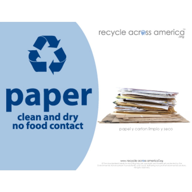 PACKAGING DYNAMICS P-8511 Recycle Across America Paper Standardized Recycling Labels, P-8511, 8 1/2in x 11in, Light Blue PACKAGING DYNAMICS P-8511 Recycle Across America Paper Standardized Recycling Labels, P-8511, 8 1/2in x 11in, Light Blue