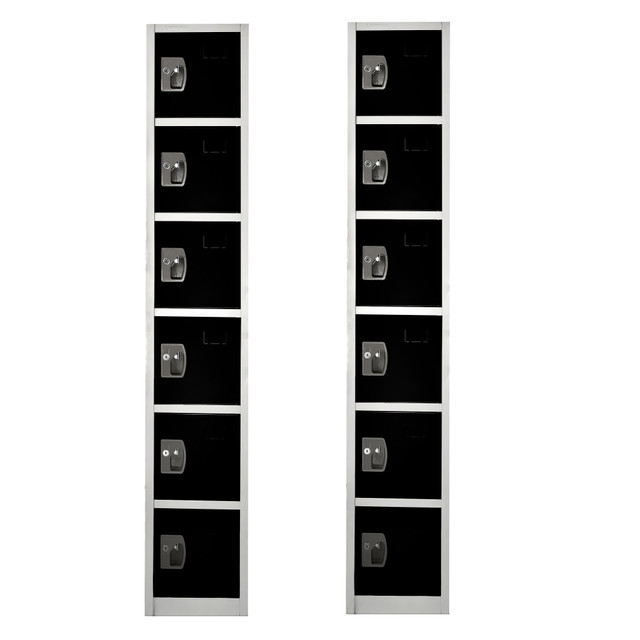 ADIR CORP. ADI629-206-BLK-2PK Alpine 6-Tier Steel Lockers, 72inH x 12inW x 12inD, Black, Pack Of 2 Lockers ADIR CORP. ADI629-206-BLK-2PK Alpine 6-Tier Steel Lockers, 72inH x 12inW x 12inD, Black, Pack Of 2 Lockers