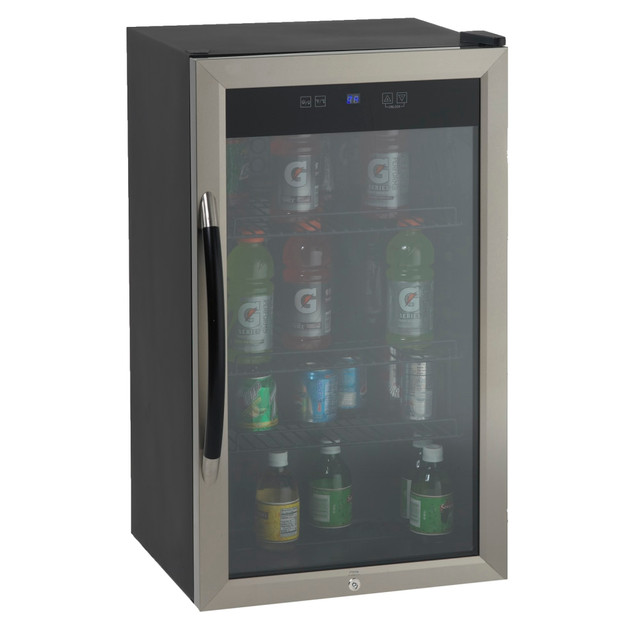 AVANTI PRODUCTS INC. BCA306SS-IS Avanti 3.0 Cu Ft Showcase Beverage Cooler Refrigerator, Black/Stainless Steel