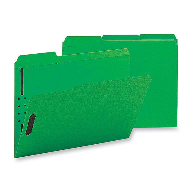 BUSINESS SOURCE Sparco 17268  Color Fastener Folders With 2-Ply Tabs, Letter Size, Green, Box Of 50