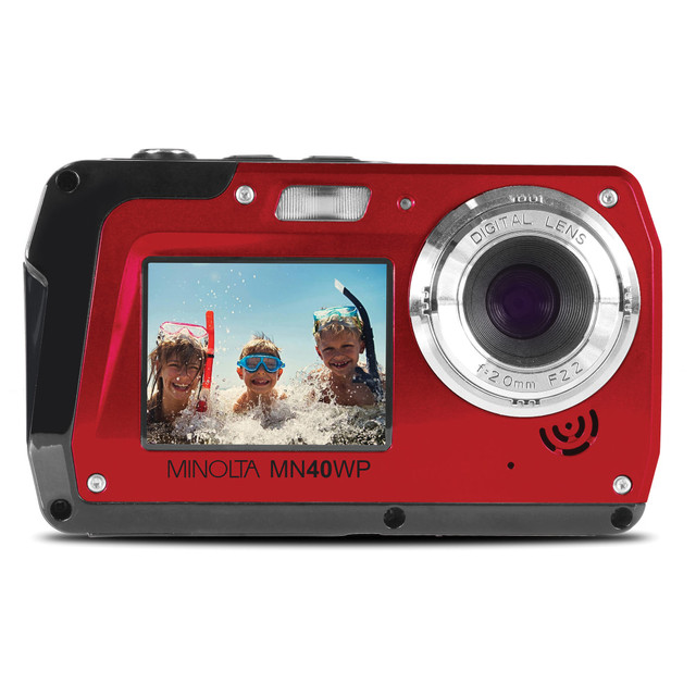 ELITE BRANDS, INC. Minolta MN40WP-R  MN40WP 48.0-Megapixel Waterproof Digital Camera, Red