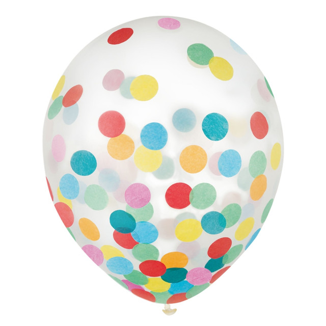 AMSCAN 1100004  12in Confetti Balloons, Multicolor, 6 Balloons Per Pack, Set Of 4 Packs