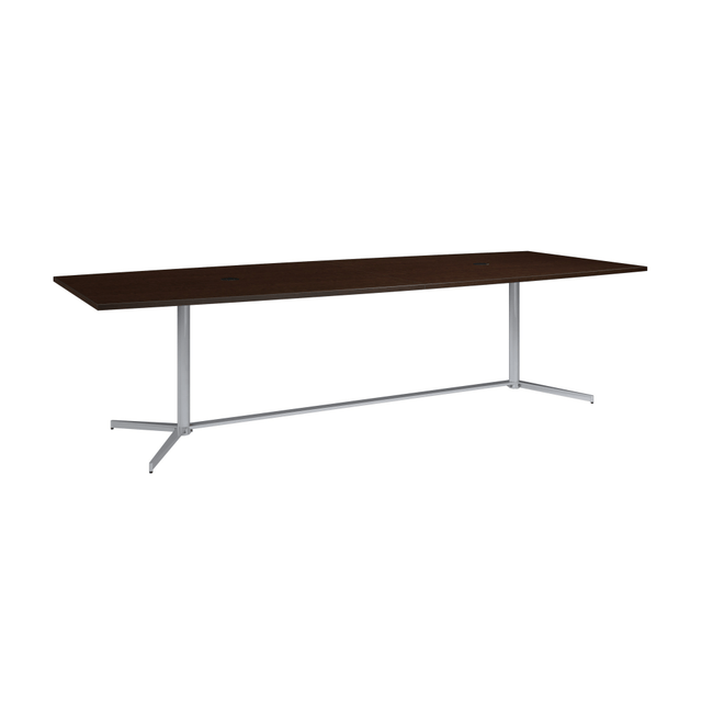 BUSH INDUSTRIES INC. 99TBM120MRSVK Bush Business Furniture 120inW x 48inD Boat Shaped Conference Table with Metal Base, Mocha Cherry/Silver, Standard Delivery