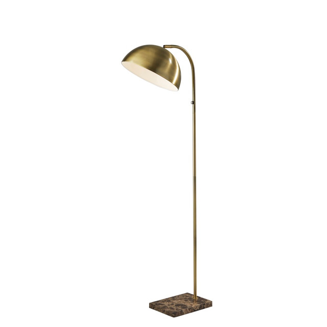 ADESSO INC 3479-21 Adesso Paxton Floor Lamp, 61inH, Antique Brass Shade/Brown Marble Base