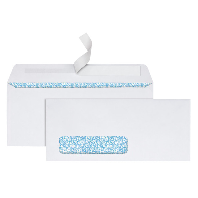 Excellent for home and office use, these #10 Office Depot envelopes are perfect for all your mailings. Security-window envelopes help save you time and keep sensitive information private.  Made of crisp, 24-lb white wove for a substantial feel.  Security envelopes are tinted inside for privacy and confidentiality.  Addresses appear through window - no need to hand-address.  Seal provides a secure closure.  Box of 250 envelopes.