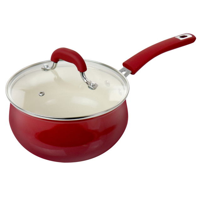 GIBSON OVERSEAS INC. 995115168M Oster Corbett Aluminum Nonstick Saucepan, 3.1 Qt, Red